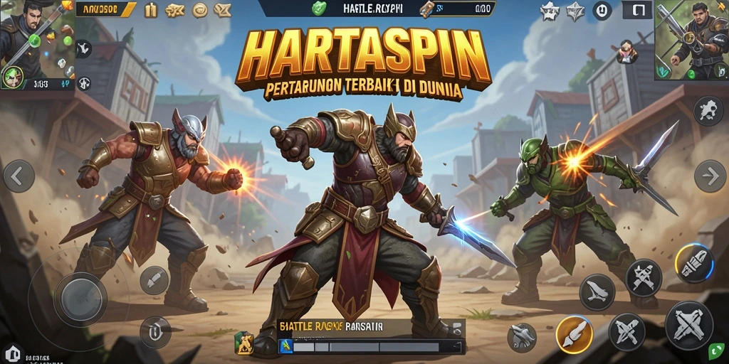 Screenshot HARTASPIN menunjukkan aksi Battle Royale yang mendebarkan.