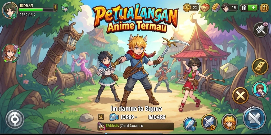 Screenshot gameplay menampilkan aksi pertarungan karakter Anime.