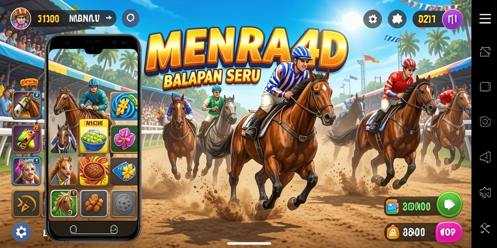 Tangkapan layar gameplay MENARA4D menampilkan balapan yang mendebarkan.