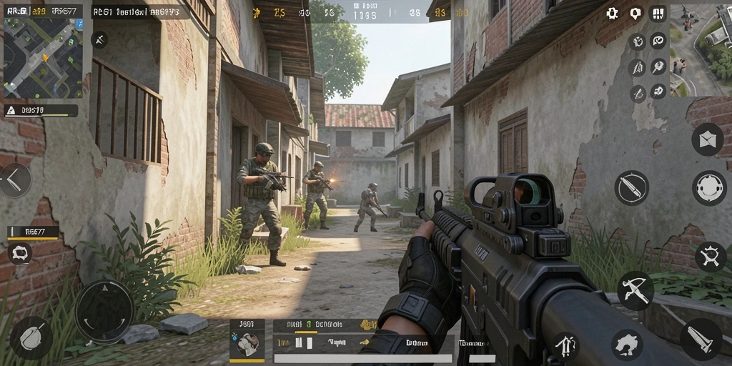 Screenshot utama RP6677 menampilkan aksi intens dalam gameplay FPS.